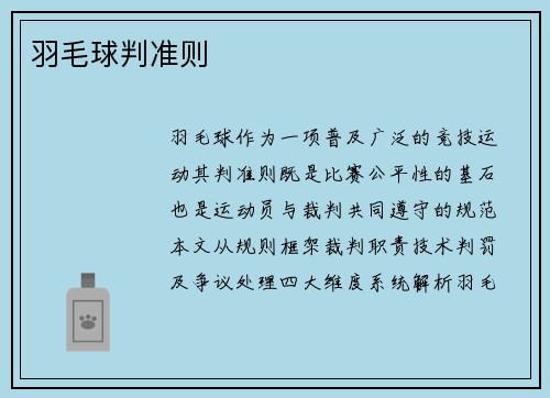 羽毛球判准则